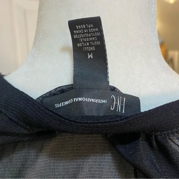 INC International Concepts Black and White Sheer Blouse - Picture 4 of 4